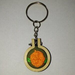 Rose Embroidery Keychain